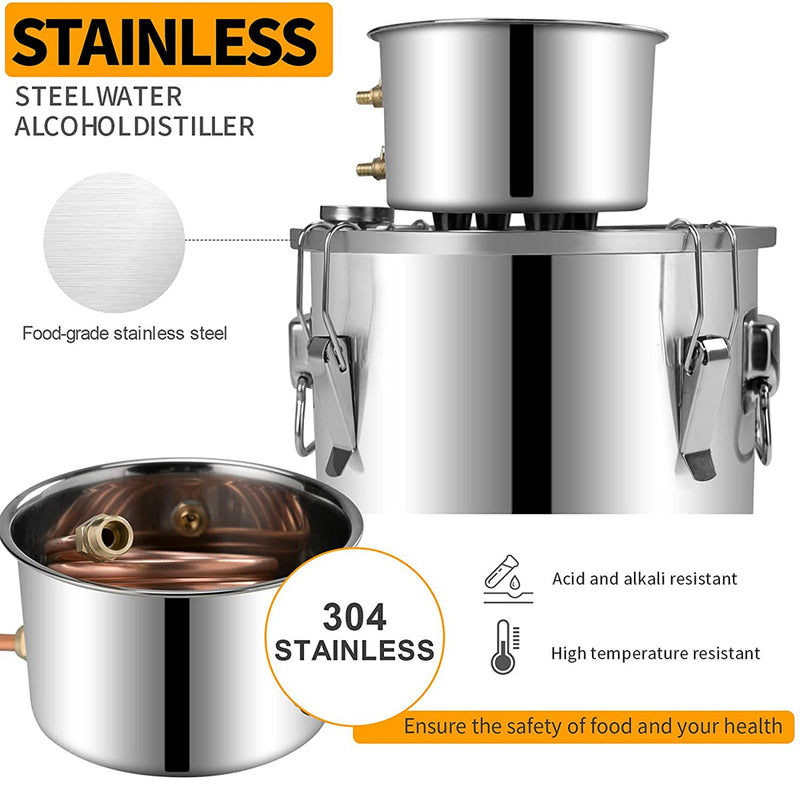 Load image into Gallery viewer, PORIYA Alcohol Distiler 12/19/30/50L Water Wine Brew Copper Coil Moonshinestill w/ Pump
