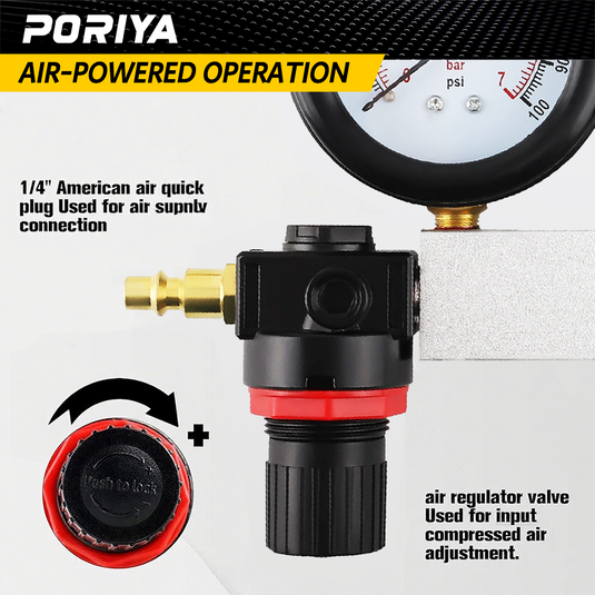 PORIYA Cylinder Leakage Detector Tester Kit Petrol Engin Cylinder Leak Down Tester Kit
