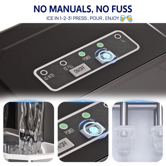 PORIYA Portable Ice Maker Machine Ice Cube Tray 12kg Bar Countertop Non-slip