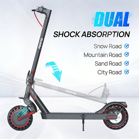 PORIYA Portable Electric Scooter 900W 40KM/H 50KM Foldable E Bike w/ Shock Absorption