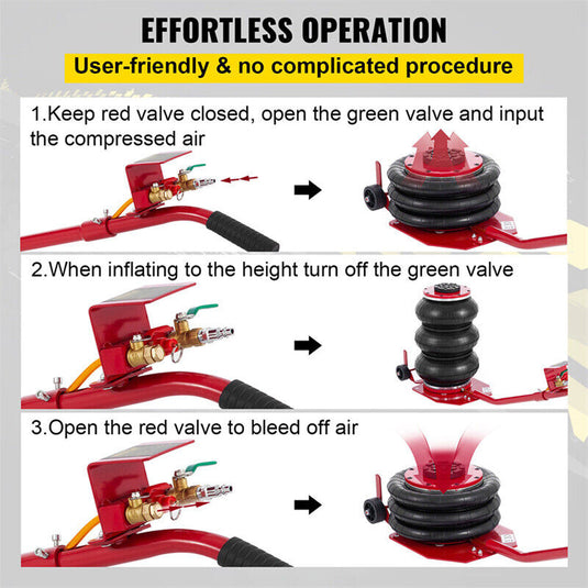 PORIYA Triple Bag Air Jack 3 Ton/6600 lbs Pneumatic Jack for Car SUV Lifting
