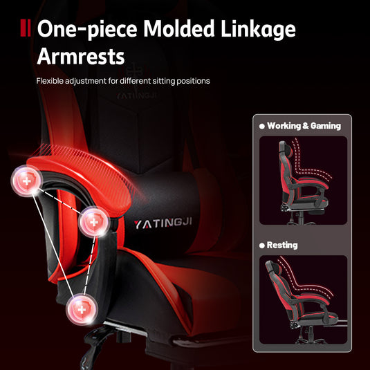 PORIYA Ergonomic Gaming Chair PU Home Office Reclining Computer Chair w/Footrest
