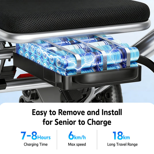 PORIYA 16.5KG Electric Wheelchair Lightweight Foldable Lithium Power Aluminium Portable