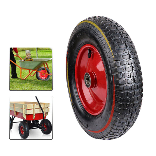 PORIYA 16" SOLID TYRE WHEELBARROW WHEELS FLAT FREE PUNCTURE PROOF 25mm Bore 6.5"-8"