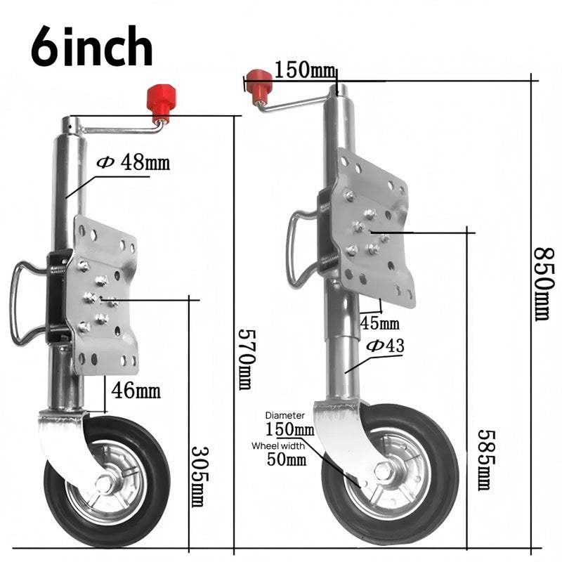 Load image into Gallery viewer, PORIYA 6'' 8'' 10" Jockey Wheel Swing Up Solid Wheel 1000kg Caravan Boat Trailer

