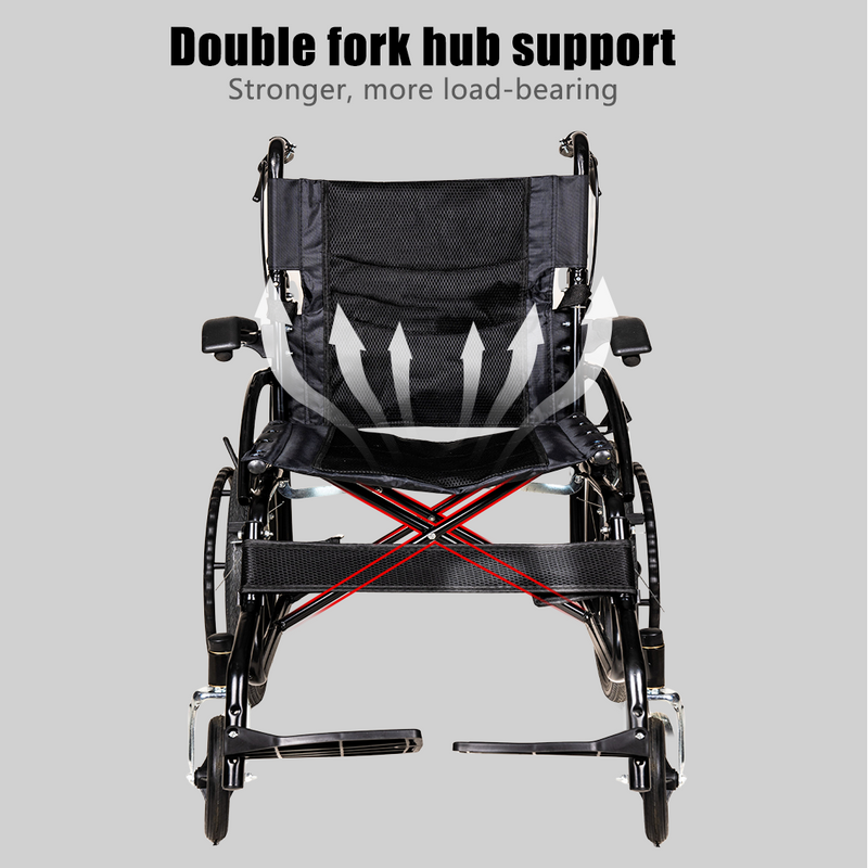 Load image into Gallery viewer, 20&quot; Foldable Wheelchair Park Brakes Lightweight Armrest Free Flip for Elderly
