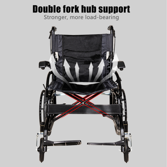 20" Foldable Wheelchair Park Brakes Lightweight Armrest Free Flip for Elderly