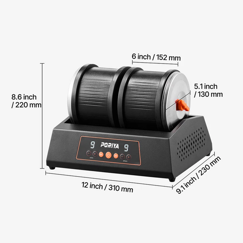 Load image into Gallery viewer, PORIYA Rock Tumbler Machine Kit Rock Polisher 9 Speeds 9-Day Timer with Grits
