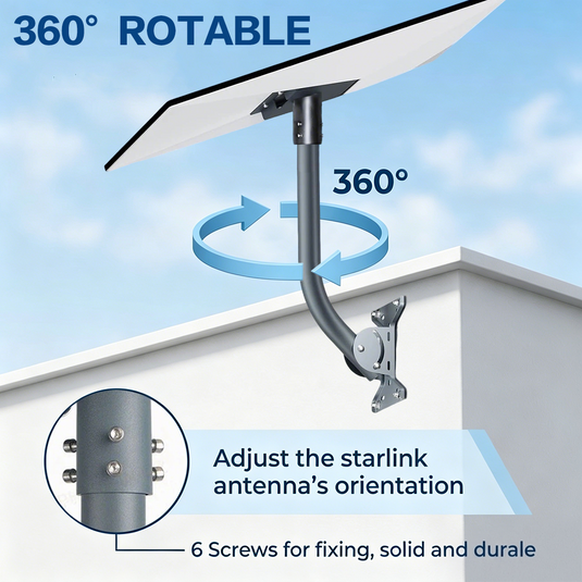 PORIYA Starlink Gen 3 Mounting Kit Outdoor 360° Adjustable Wall/Roof Iron Pole Mount