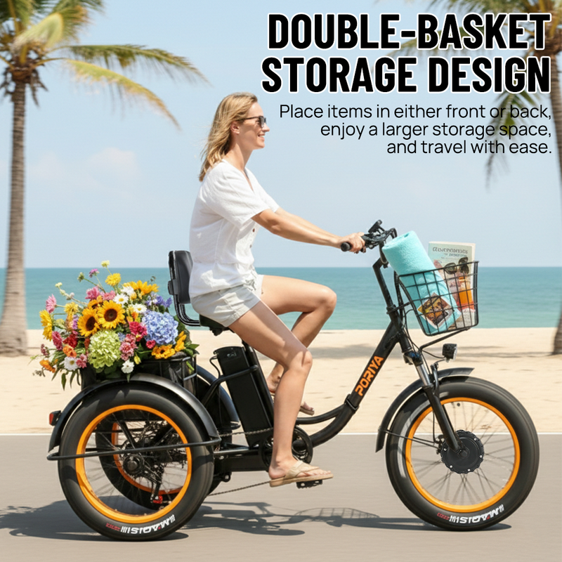 Load image into Gallery viewer, PORIYA 20" Foldable Electric Tricycle 1500W Fat Tire 3 Wheel Bike 55km/h E-Trike 60km
