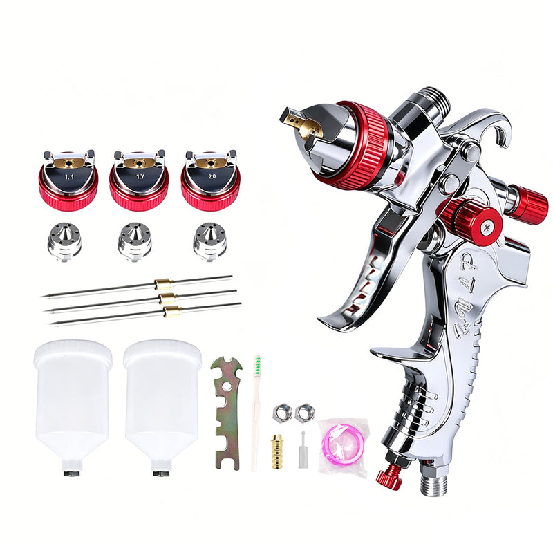 Load image into Gallery viewer, PORIYA Spray Gun Paint Gun Kit HVLP Gravity Feed Air 1.4mm 1.7mm 2mm 3Tips
