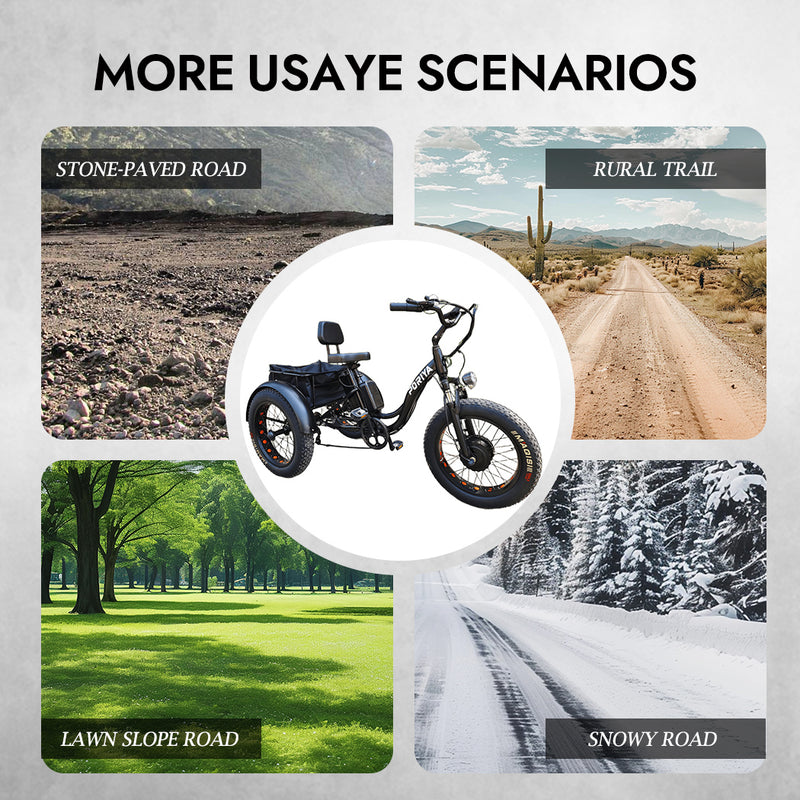 Load image into Gallery viewer, PORIYA 1500W Electric Tricycle escooter Urban City Bicycle Rechargeable 20" Fat Tyre
