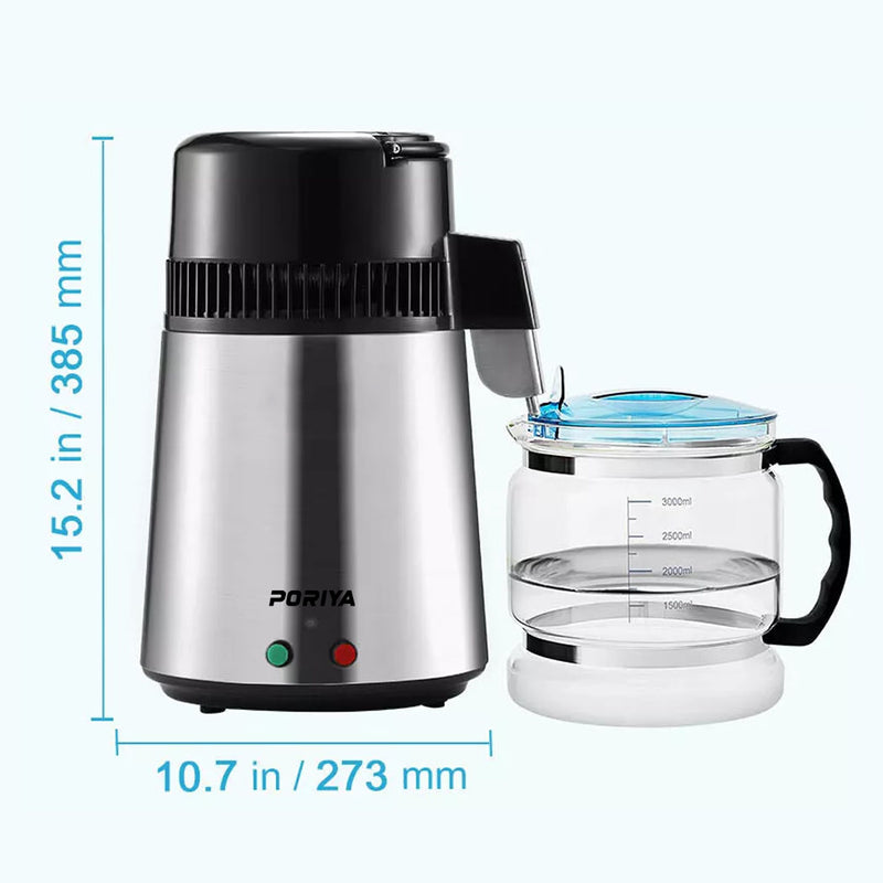 Load image into Gallery viewer, PORIYA 4L Stainless Steel Water Filter Distilled Pure Water Purifier Distiller
