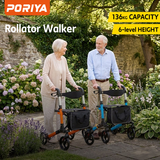 Rollator Walker Aluminium Foldable Walking Frame Mobility Aid Rollator 4 Wheels