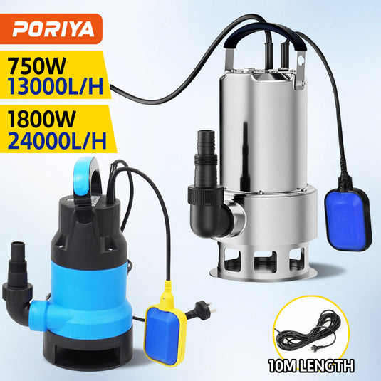 PORIYA 1800W / 750W Submersible Dirty Water Pump Sump Flooding Pond Clean Swimming Pool