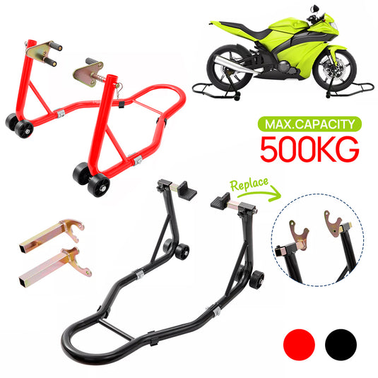 PORIYA 1100lbs Motorbike Dolly Motorcycle Front Wheel Stand and Rear Wheel Stand 2PC
