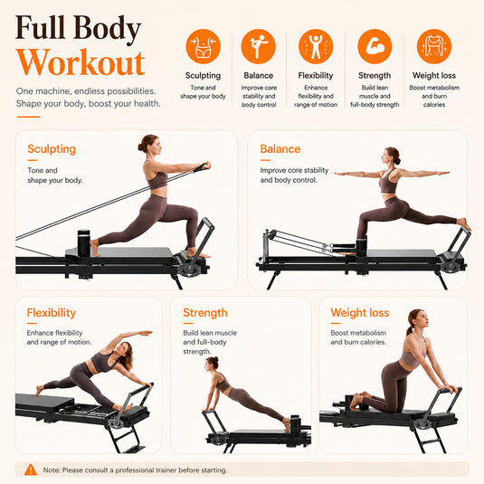 PORIYA Foldable Reformer Pilates Home Gym Use Foldable Design AU Stock