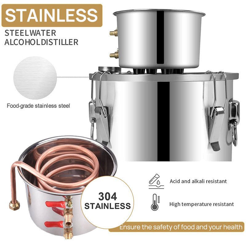 Load image into Gallery viewer, PORIYA Alcohol Distiler 12/19/30/50L Water Wine Brew Copper Coil Moonshinestill w/ Pump
