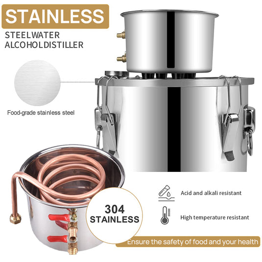 PORIYA Alcohol Distiler 12/19/30/50L Water Wine Brew Copper Coil Moonshinestill w/ Pump
