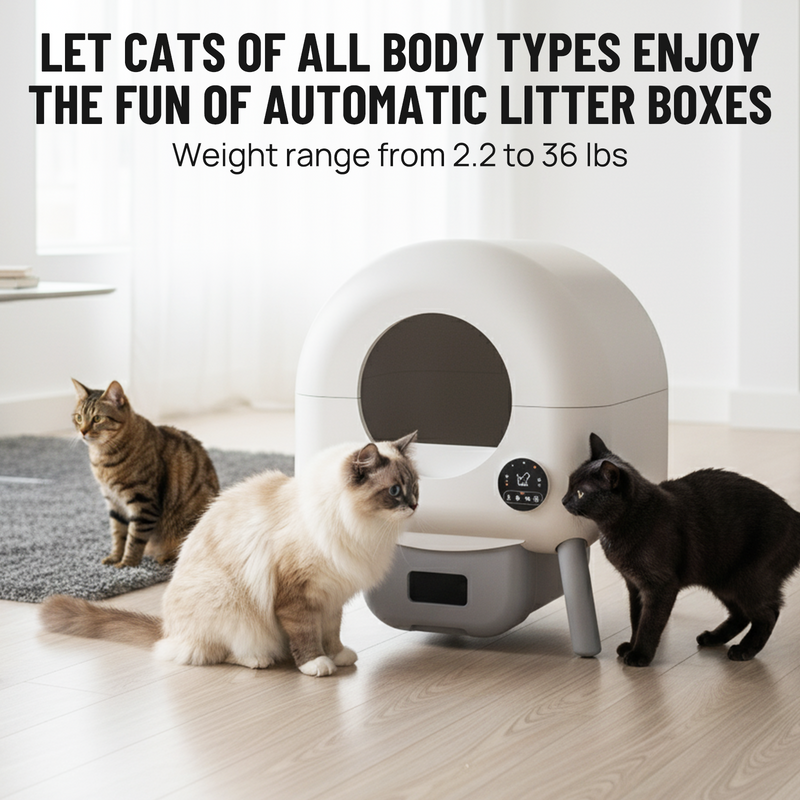 Load image into Gallery viewer, Automatic Cat Litter Box Self Cleaning Cat Litter Box with WiFi App Control for Multiple Cats 76L Extra Large Capacity LED Touch Display
