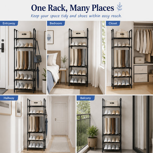 PORIYA 20/50 Pairs 10-Tier Shoe Rack Storage Shelf Metal Frame Stackable Shoe Organizer