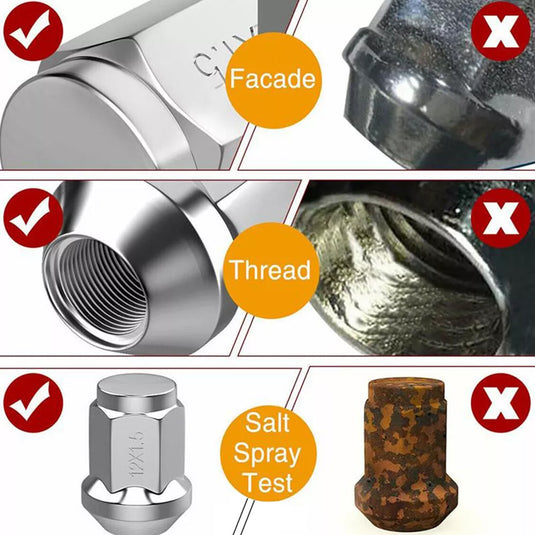 PORIYA 24x M12x1.5 Chrome Wheel Nuts For Ford Ranger Mitsubishi Triton Mazda Bravo Bt50
