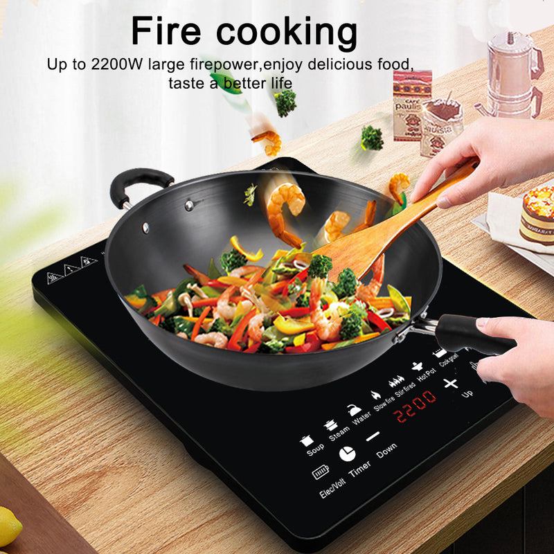 Load image into Gallery viewer, PORIYA 2200W Electric Induction Cooktop Portable Ceramic Glass Cook Top Kitchen Cooker
