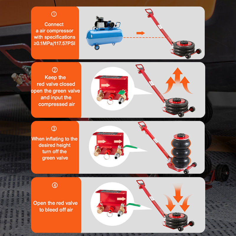 Load image into Gallery viewer, PORIYA Triple Bag Air Jack 3 Ton/6600 lbs Pneumatic Jack for Car SUV Lifting
