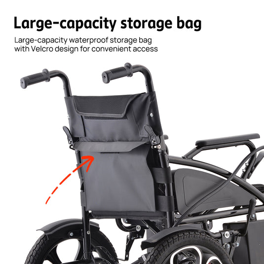 Electric Wheelchair Folding Long Range Lithium Power Motorised Foldable w/ Bag