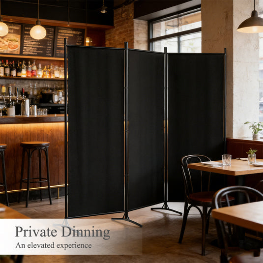 PORIYA 3-Panel Room Divider Privacy Screen Folding Steel Frame Fabric Partition Stand