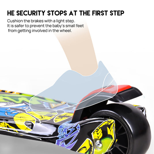 PORIYA Foldable Kids Scooter Adjustable Height Flashing LED Lights 3 Wheels Kick Push