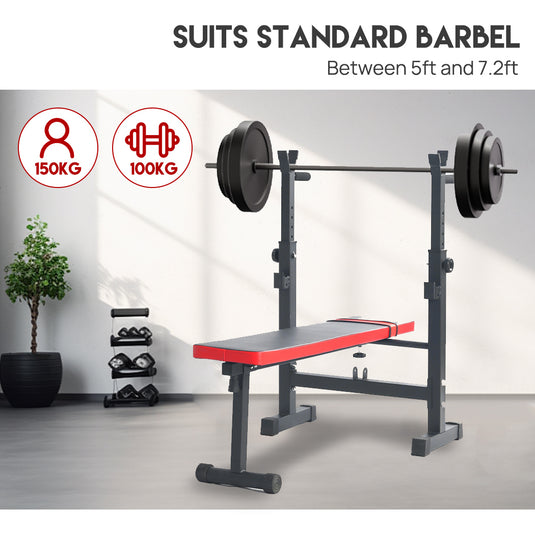 BLACK Weight Bench Press Squat Rack Incline Fitness Home Gym Equipment