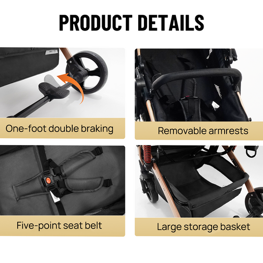PORIYA Baby Pram Stroller Car Seat 3 in1 Foldable Kid Bassinet Newborn Travel Pushchair
