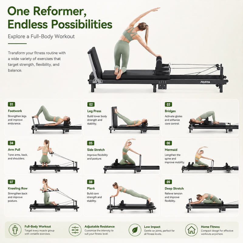 Load image into Gallery viewer, PORIYA Commercial Foldable Pilates Reformer Machine for Home Gym AU Stock
