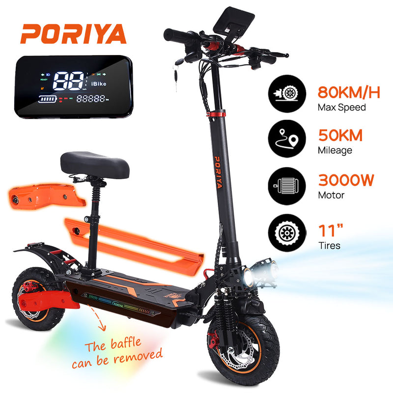 Load image into Gallery viewer, PORIYA 3000W Portable Electric Scooter 80KM/H Off Road Scooter Foldable E Bike
