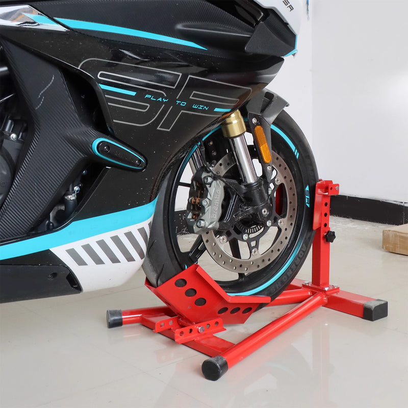 Load image into Gallery viewer, PORIYA Adjustable Motorcycle Front Wheel Chock Motorbike 10"-21" Trailer Stand
