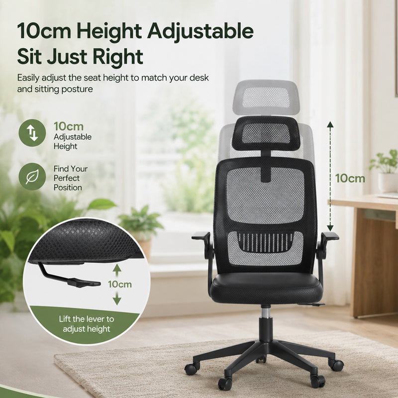 Load image into Gallery viewer, Ergonomic Home Office Chair with Lumbar Support and Adjustable Headrest High Back Mesh Desk Chair Flip-up Armrest Ergonomic Computer Chair
