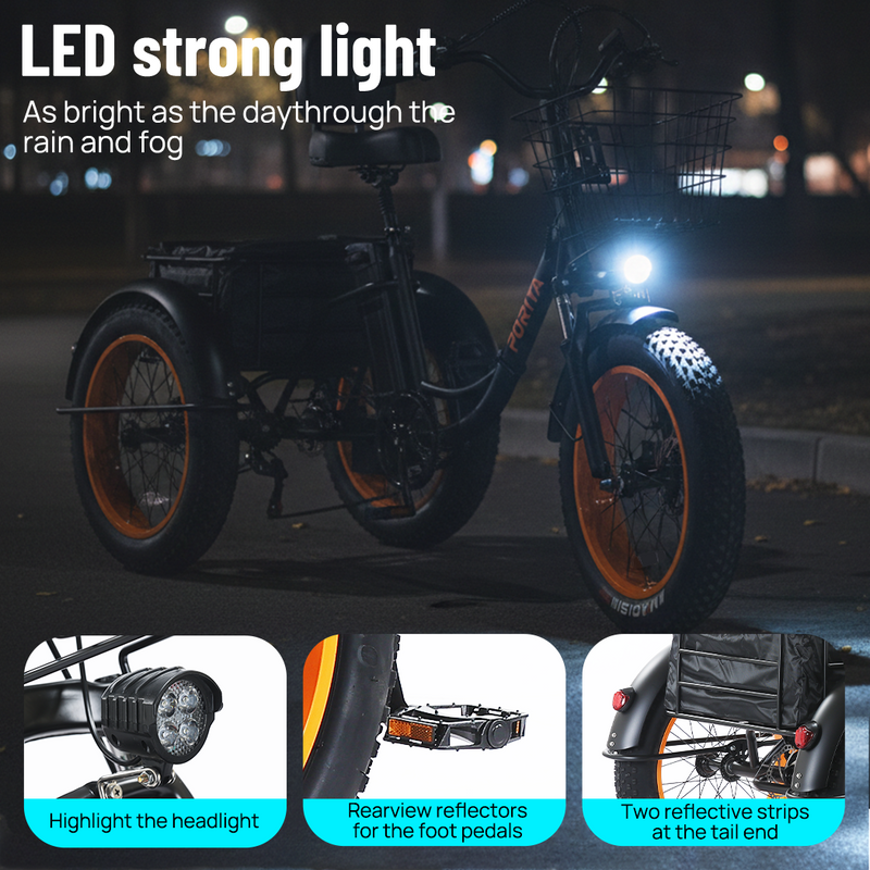 Load image into Gallery viewer, PORIYA 20" Foldable Electric Tricycle 1500W Fat Tire 3 Wheel Bike 55km/h E-Trike 60km

