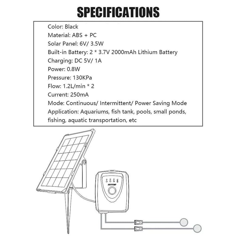 Load image into Gallery viewer, Solar Oxygenator Air Pump Kit Fish Pond Pool Water Oxygen Aerator 3 Modes
