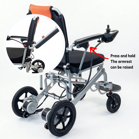 PORIYA 16.5KG Electric Wheelchair Lightweight Foldable Lithium Power Aluminium Portable
