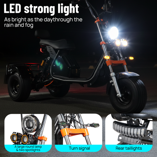 PORIYA Electric Scooter 3000W 60KM/H Adult Off Road 3 Wheels E-Scooter w/ Basket