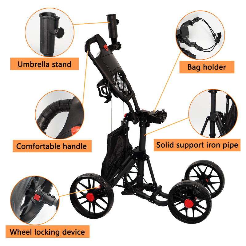 Load image into Gallery viewer, PORIYA Golf Buggy Foldable Trolley Golf Cart Wheels Umbrella Bottle Holder
