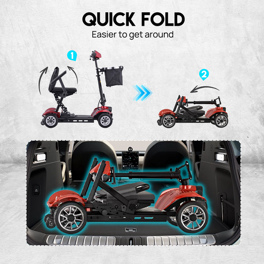 Portable Electric Mobility Scooter Motorised 4 Wheel Folding Scooter 35KM Range