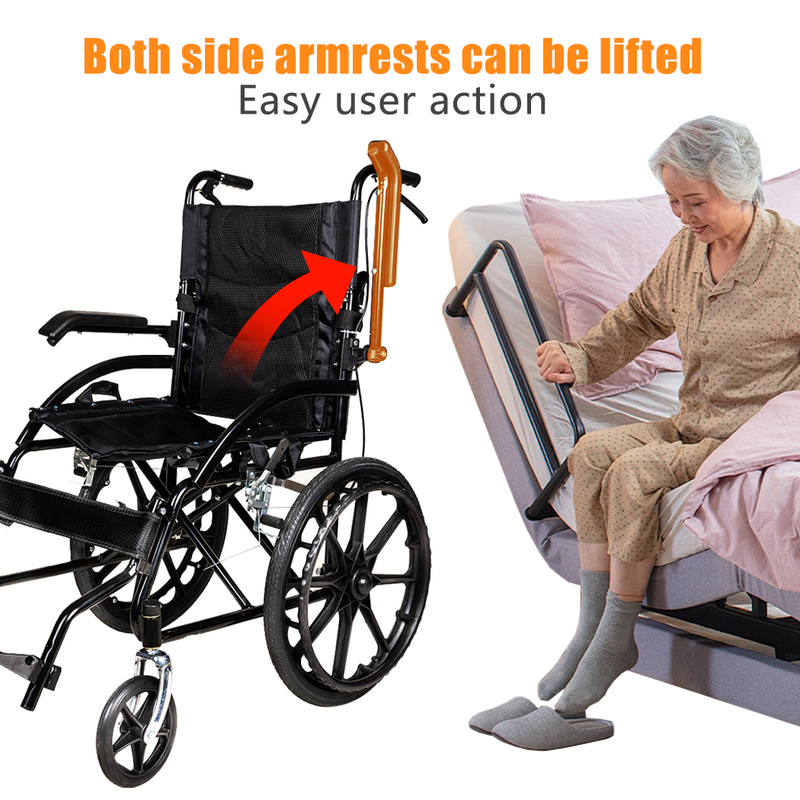 Load image into Gallery viewer, 20&quot; Foldable Wheelchair Park Brakes Lightweight Armrest Free Flip for Elderly
