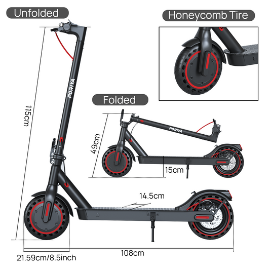PORIYA 900W 40KM/H Electric Scooter Adult Travel Portable Foldable E-Bike w/Seat