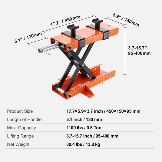 PORIYA 1100lb Motorcycle Scissor Lift Stand 500KG Motorbike Lift Working Bench ATV Jack