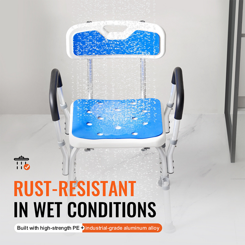 Load image into Gallery viewer, Shower Chair Bath Bench Arms Back for Inside Tub Adjustable Height 400lbs
