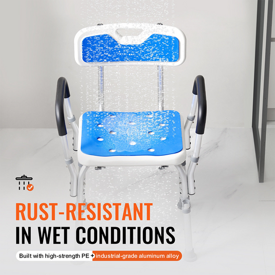Shower Chair Bath Bench Arms Back for Inside Tub Adjustable Height 400lbs
