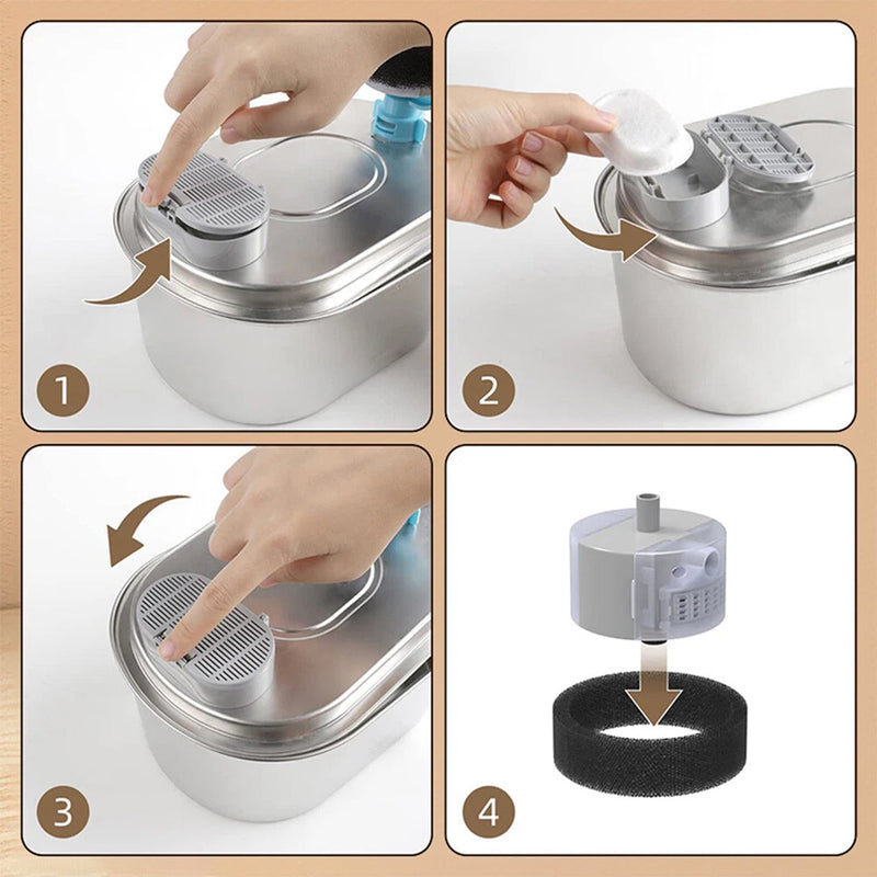 Load image into Gallery viewer, PORIYA 304 Stainless Steel Water Fountain Pet Dog Cat Drinking Dispenser Filter Feeder
