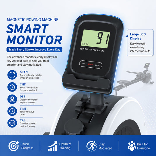 PORIYA Magnetic Rowing Machine 16 Levels of Quiet Resistance Workout Fullbody
